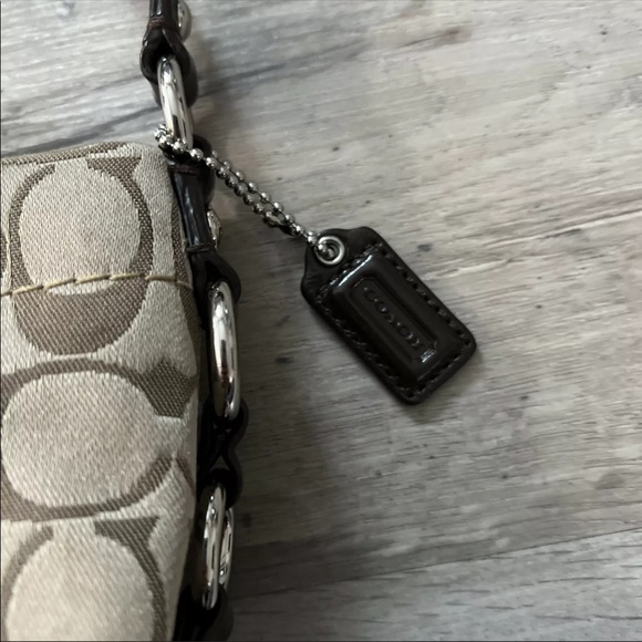 Vtg Coach Carly Signature Top Handle Bag Khaki - Picture 4 of 8